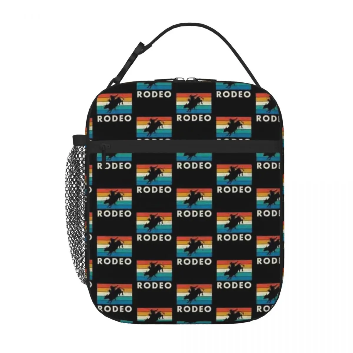 Bestselling Vintage Rodeo - Bull Riding Striped Adult Lunch Bag Office Meal Prep Insulated Lunch Pouch
