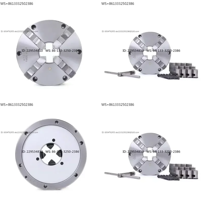 1pcs K12-250 Four Claw Self Centering Lathe Chuck with Front Through Six Hole M10 Screw Linkage Design for Precision