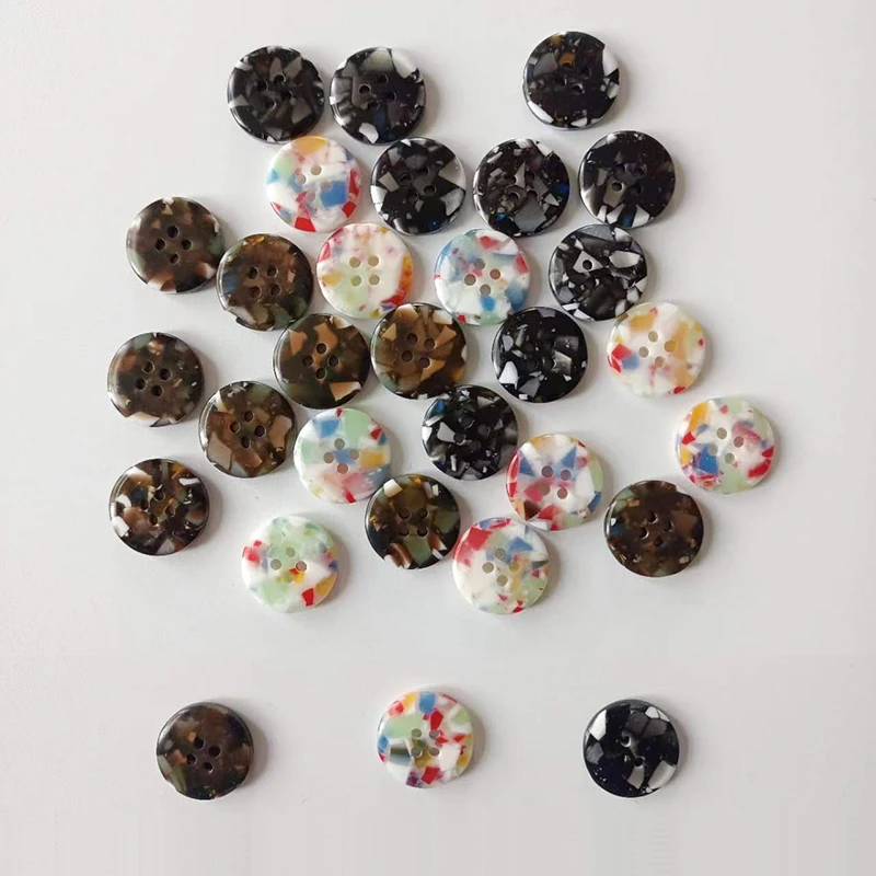 10Pcs Floral Pattern Resin Button 4 Holes Coat Sewing Clothes Round Buttons Garment Decoration Plastic Flatback Scrapbook Button