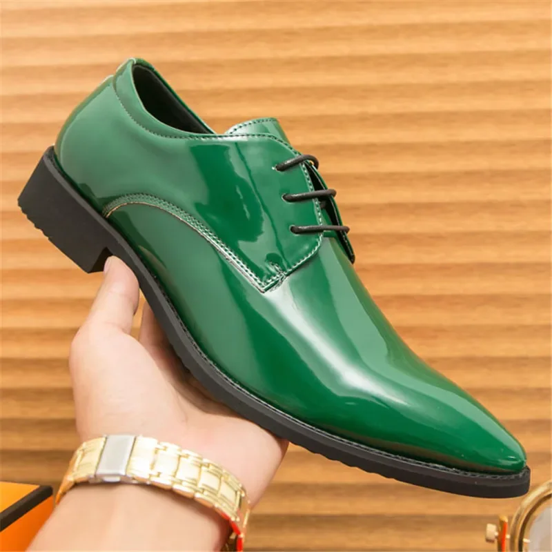 High quality Luxury Men's Pointed Mirror Patent Leather Oxford  Shoes Designer Formal Wedding Prom Dress Homecoming Footwear