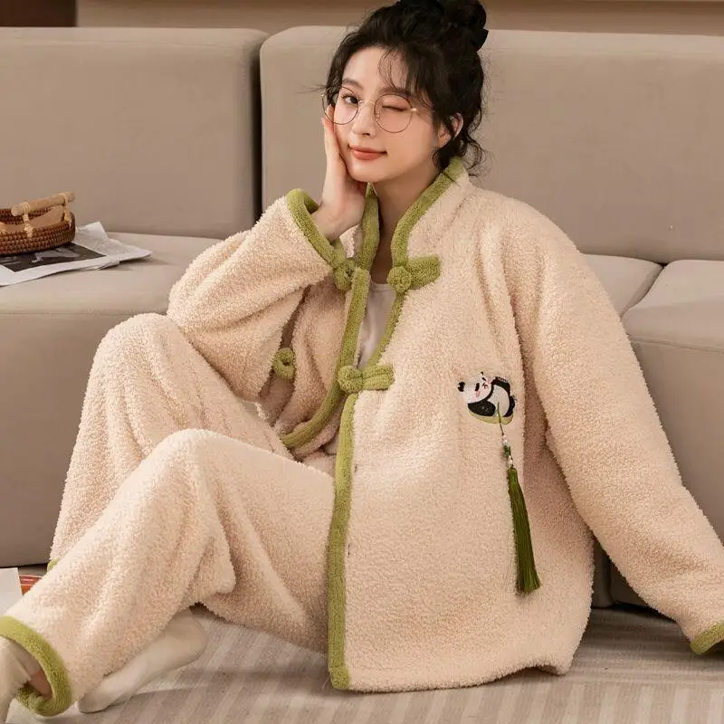 

Пижамный комплект, женский пижамный комплект, женские теплые зимние пижамы, модная домашняя одежда, пижамы, милый и мягкий пижамный комплект, бархатные пижамы