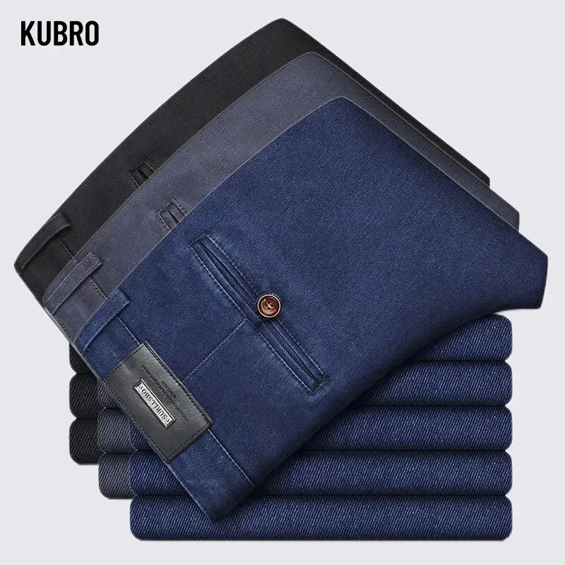 KUBRO Men Classic Jeans Jean Homme Pantalones Hombre 2022 Man Mannen Soft Black Biker Masculino Denim Overalls Black Mens Pants