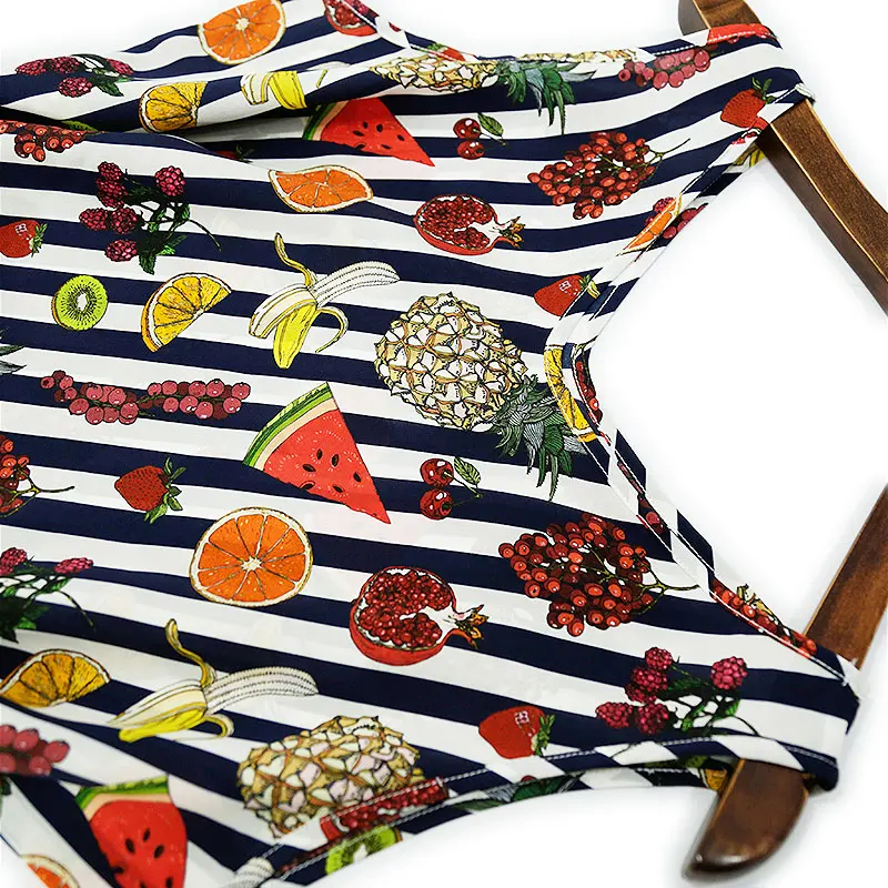 BirdTree-zijde elegante vestjurk, V-hals mouwloos fruitprint vetersluiting, dames strandvakantie feestjurk, 2026 lente D5D460CC