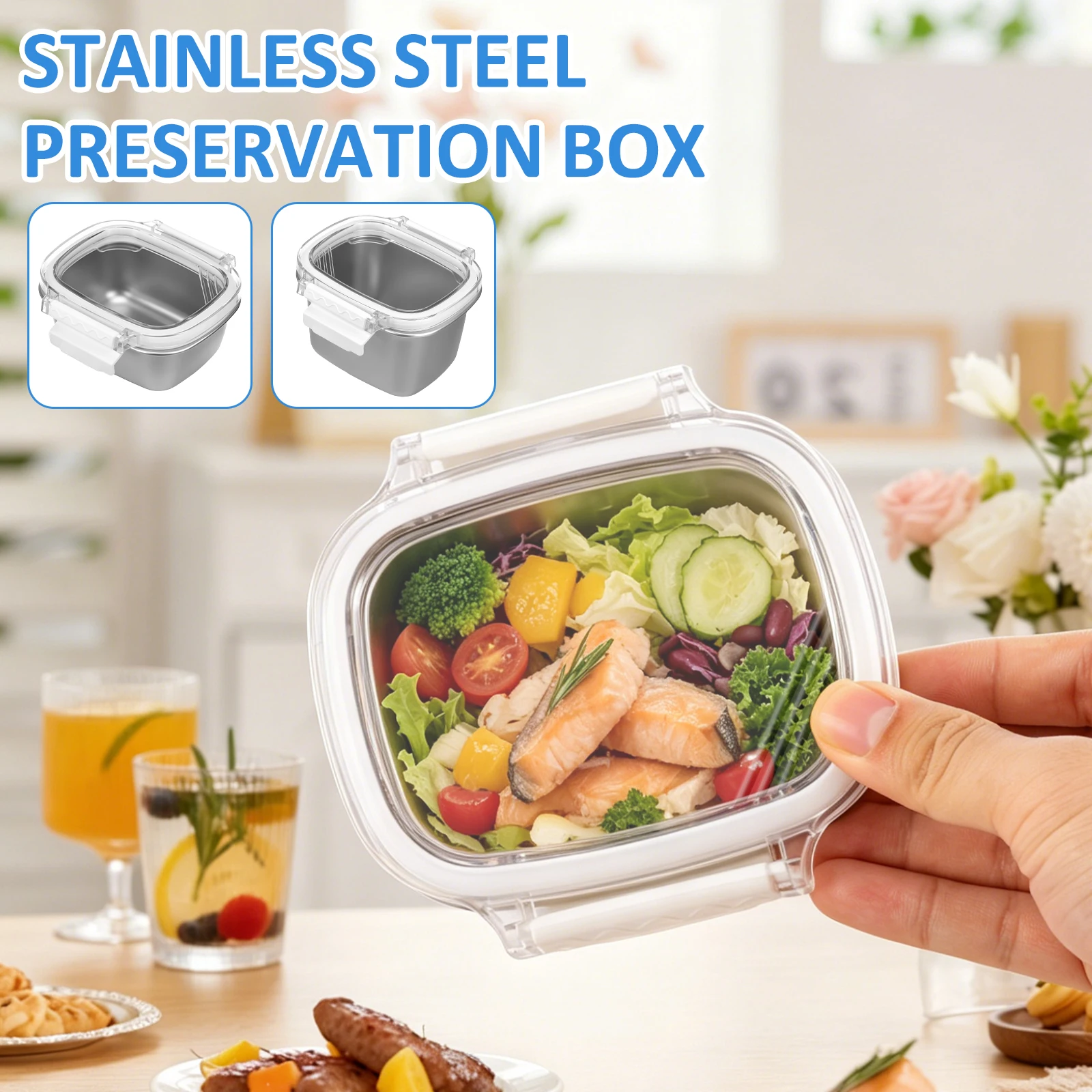 8,45/15,22oz Edelstahl-Snackbehälter mit Deckel Auslaufsichere Kleine Snackbox Stapelbare Meal-Prep-Behälter für Schule und Picknick
