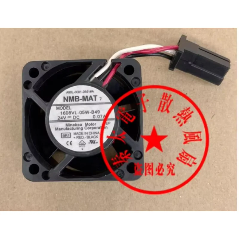 

NMB 1608VL-05W-B49 BR1 A90L-0001-0551#A DC 24V 0.07A 40x40x20mm 3-Wire Server Cooling Fan