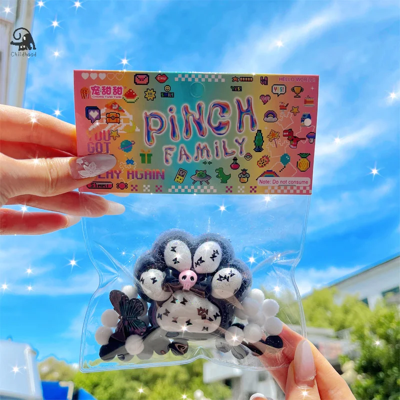 ก้อนน้ําแข็งที่มีสีสันความเครียดบรรเทา Pinch ของเล่นน่ารัก Cat Paw Bow หัวแมวบีบของเล่นสําหรับเด็ก Creative Decompression ของเล่นขนาดเล็ก