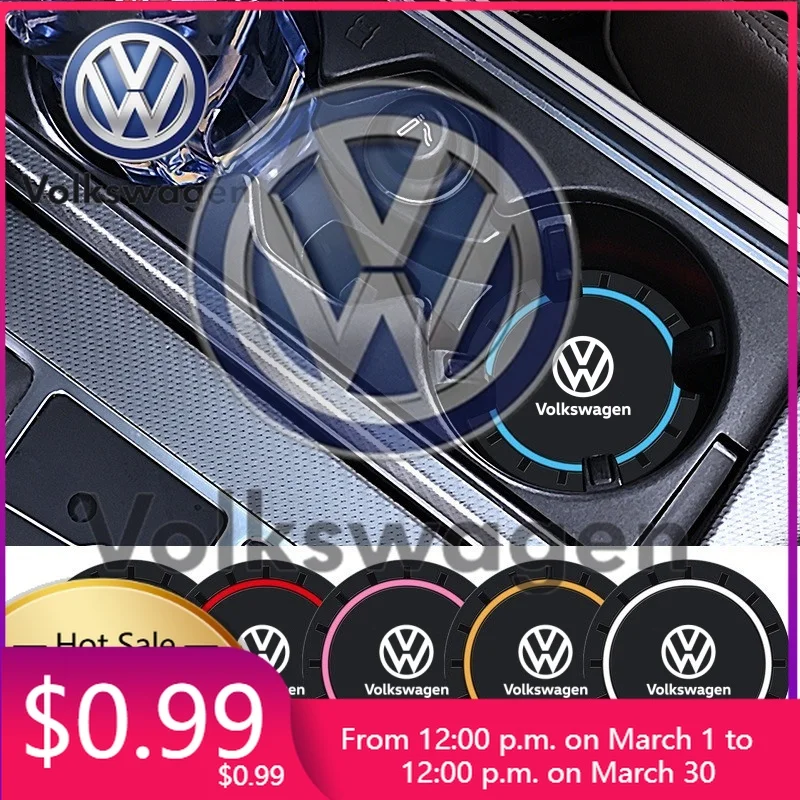 

2026 Hot Styling Mouldings For VOLKSWAGEN VW New 2pcs Car Coaster Mats Water Cup Non-slip Pads For Volkswagen GOLF 5 Tiguan Polo