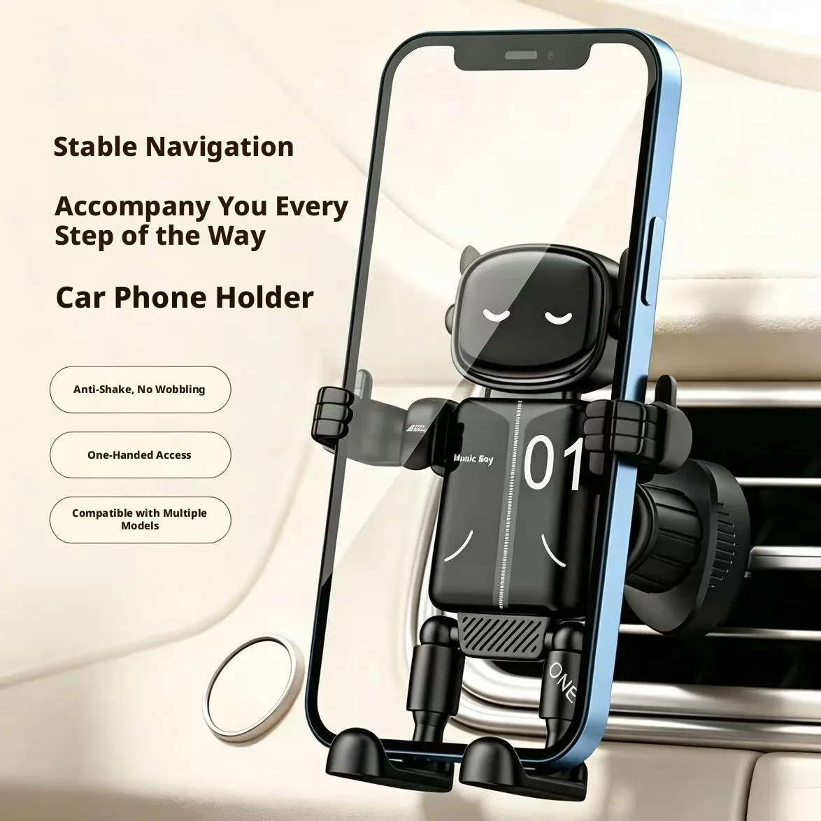 Car Air Vent Phone Holder Universal Anti‑Shake Stable Navigation Cell Phone Mount One‑Hand Access Bracket for Driving Smartphone