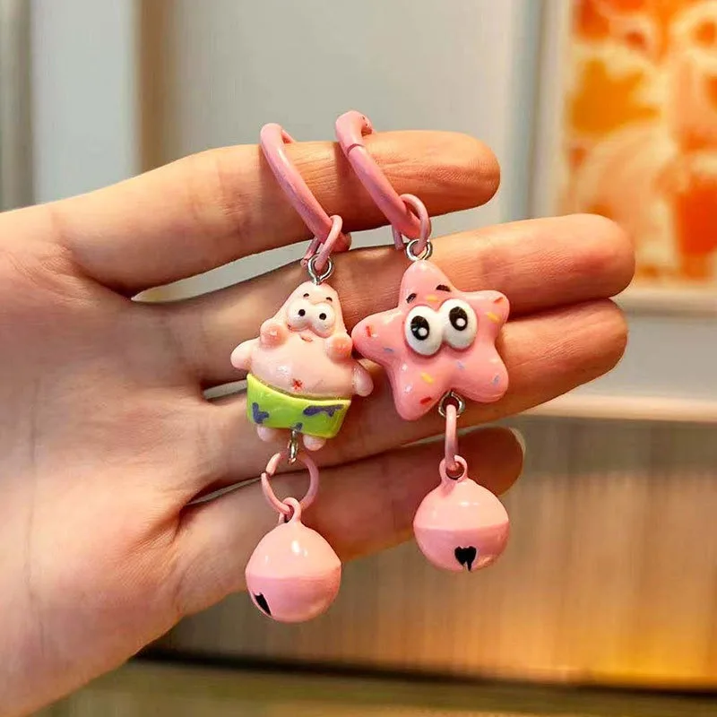 Kawaii سبونجبوب سكوير السراويل نجمة كبيرة المفاتيح لطيف الكرتون جرس فتاة على ظهره شنقا الملحقات الهدايا الصغيرة