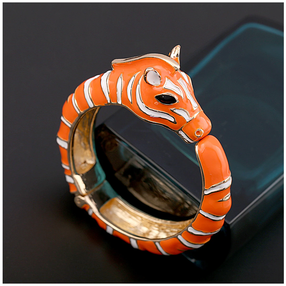 Unique Design Luxury Zebra Bangles Ename Colorful Chunky Cuff Bracelet for Women Party Accessory Fashion Multi-Colors Bangle
