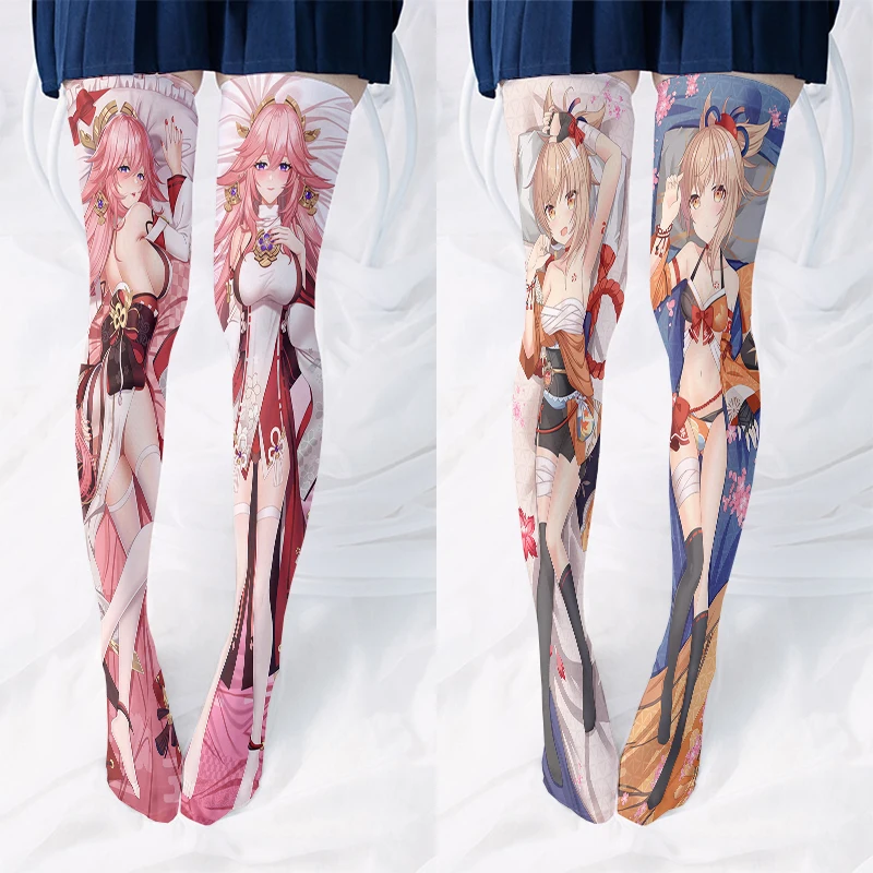 

Hot sale ladies anime stockings fashion cute sweet Lolita pink over-the-knee stockings Cosplay Japanese cartoon girl socks