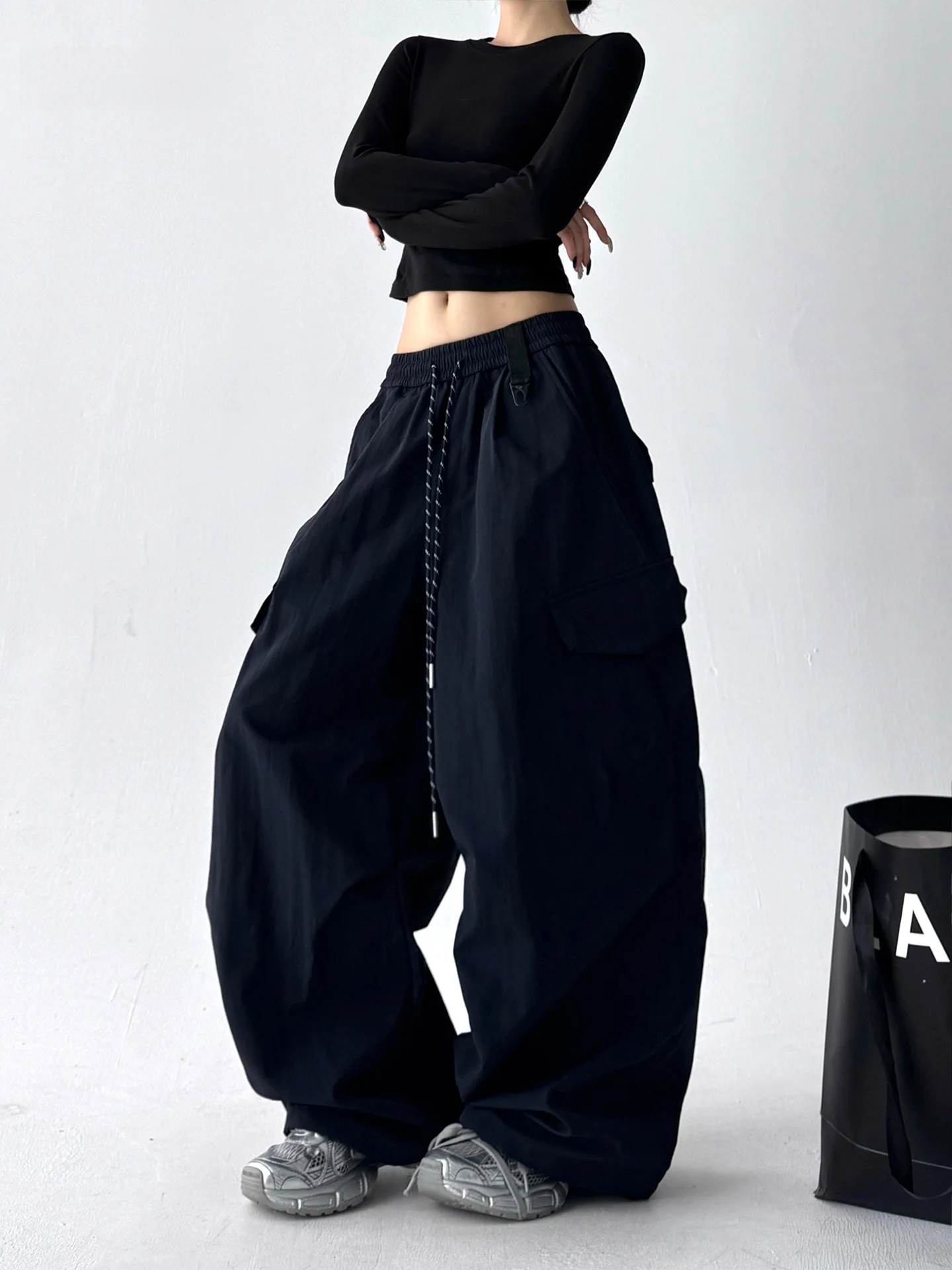 Cintura alta perna reta solta ajuste calças casuais feminino outono 2025 faionable plus size calças de perna larga versátil sle