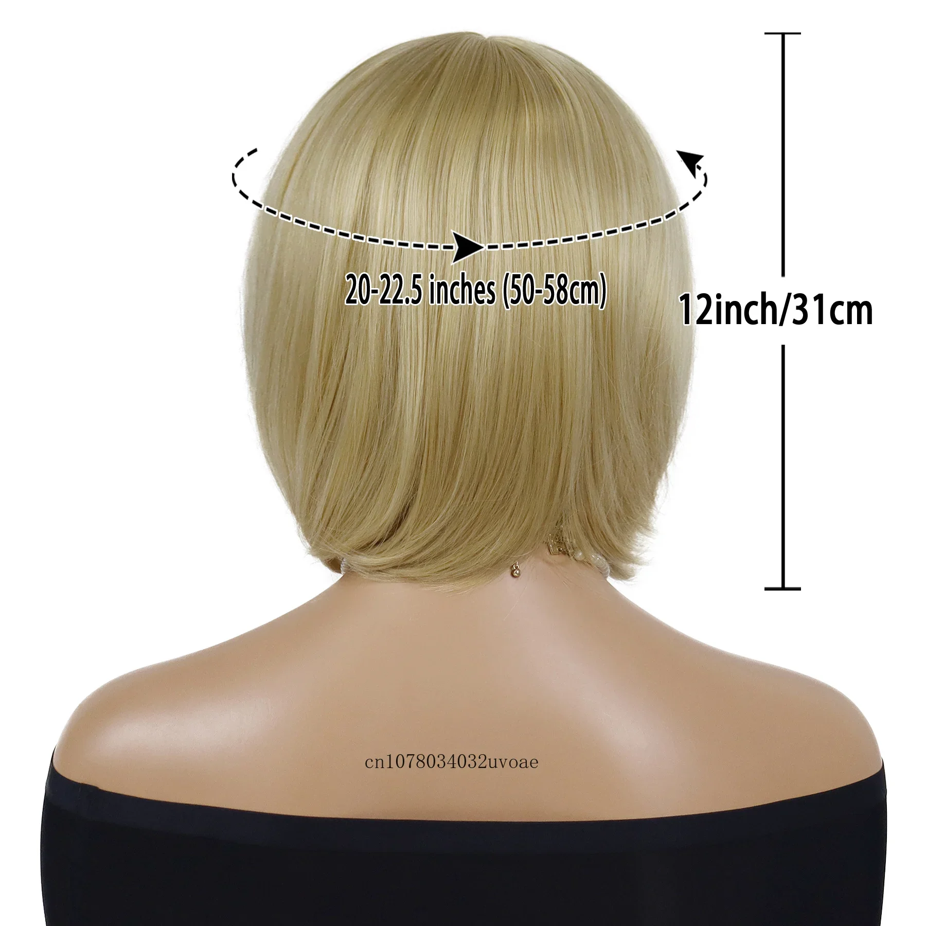 Short Blonde Wigs Synthetic Hair Wig with Bang Natural Bob Wig for Women Straight Hairstyle Cosplay Clearance Sale Cheap Wigs