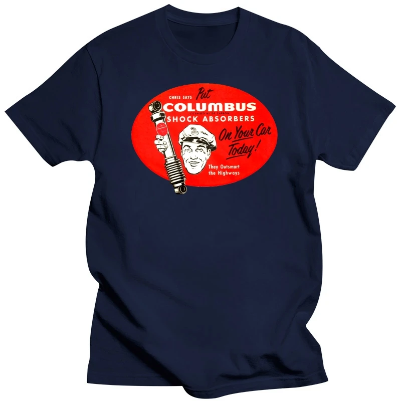 Columbus Shock Absorbers Decal T-Shirt - Hot Rod, Speed Equip, Racing