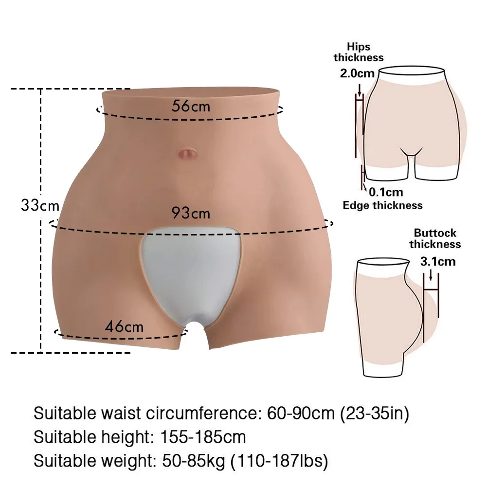 Silicone Seamless Calças, Cueca Vaginal Falso, Calças Integradas