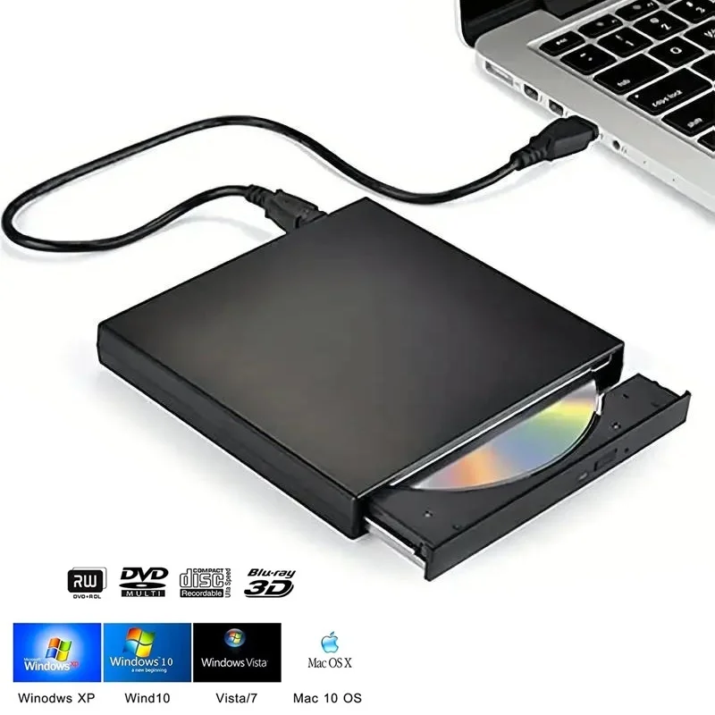 Unidad de DVD externa USB 3,0, reproductor de CD/DVD-ROM, grabador portátil, reproductor de discos ópticos para ordenador portátil, PC, ordenador de escritorio