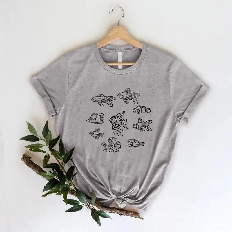 

Aesthetic Fish T Shirt Fishing Japanese Street Wear Animal Lover For Friend Summer Clothing Outdoor