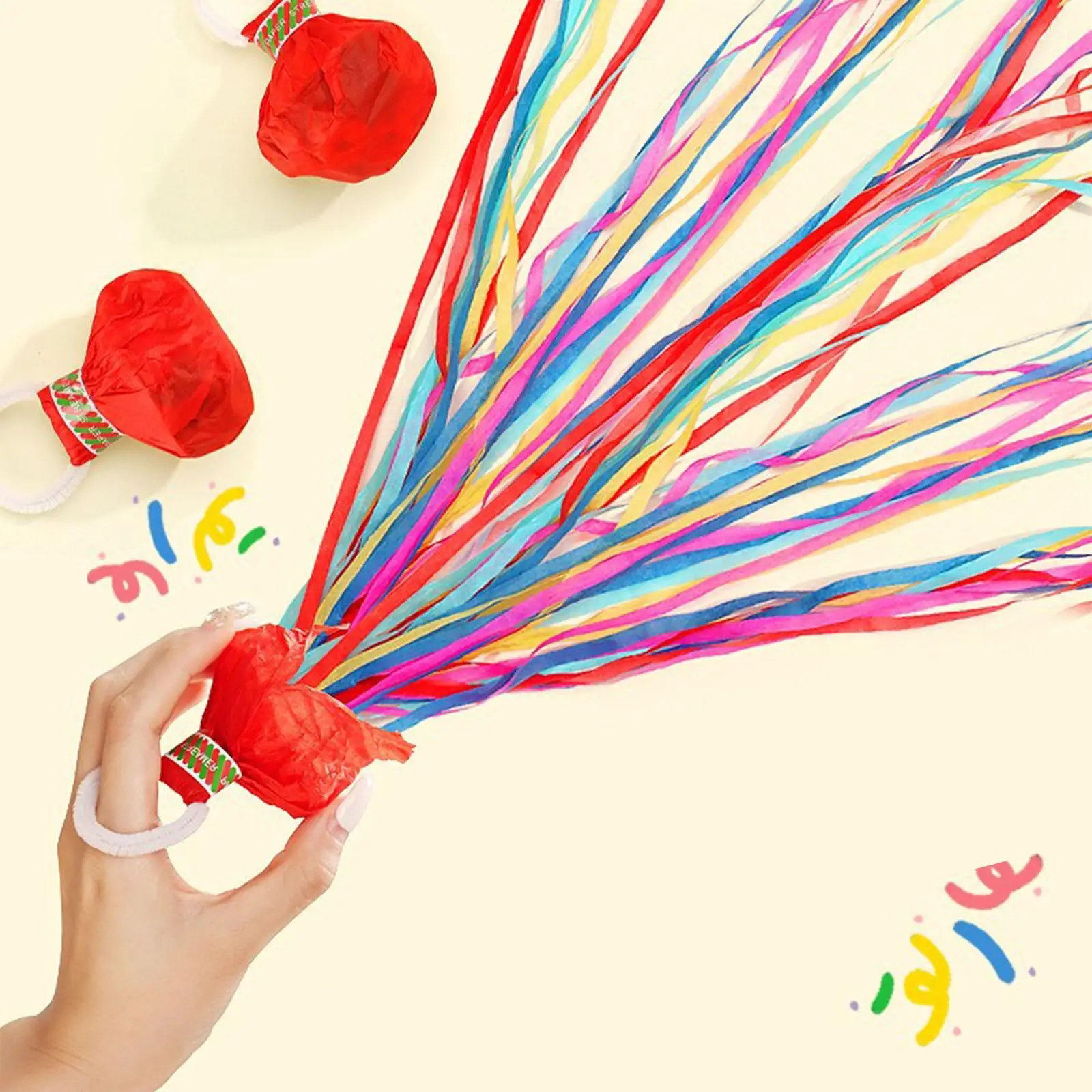 5 Pieces Hand Throw Streamers Colorful Confetti Crackers for Celebrations Shows Supplies Engagement Party Favors School Opening