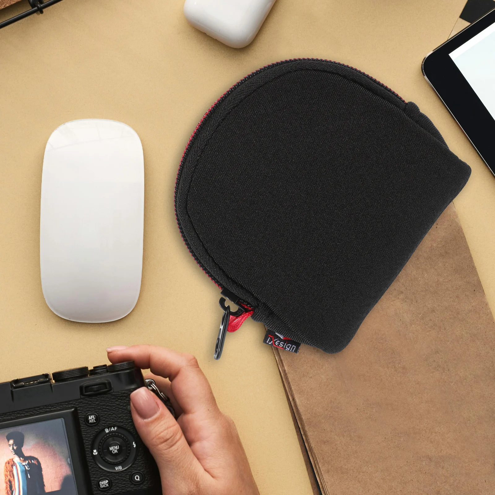 

Portable Camera Filter Storage Bag Black S Size Zipper Lens Pouch Case Lightweight Foldable Camera Bag Accessory Organizer