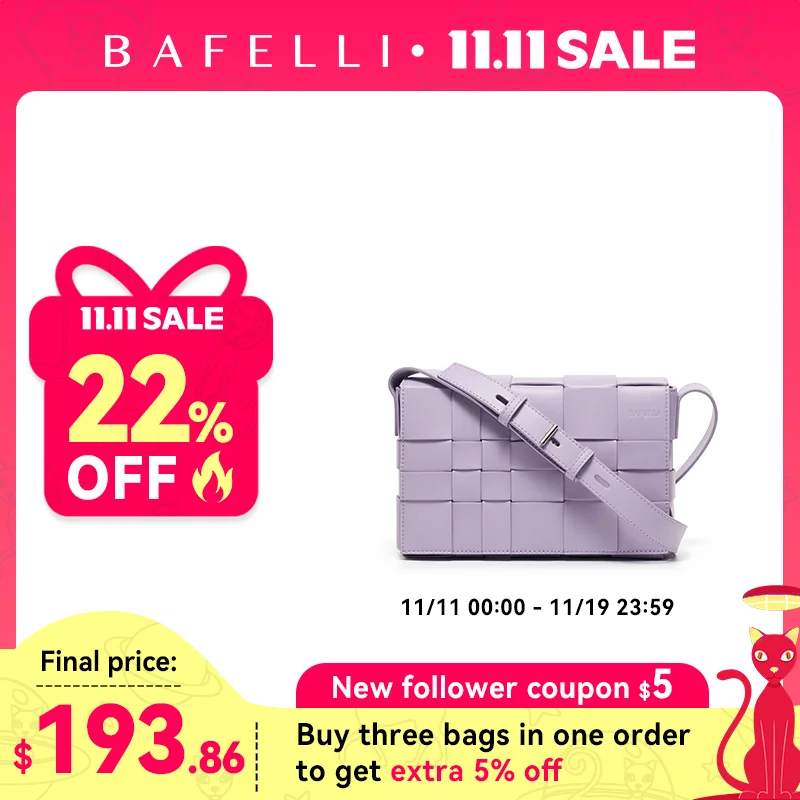 

BAFELLI HANDBAG 2025 NEW WOVEN FASHION GENUINE LEATHER BOX BAG SHOULDER CROSSBODY PURSE WOMEN'S FEMALE LUXURY BRAND CLASSICAL