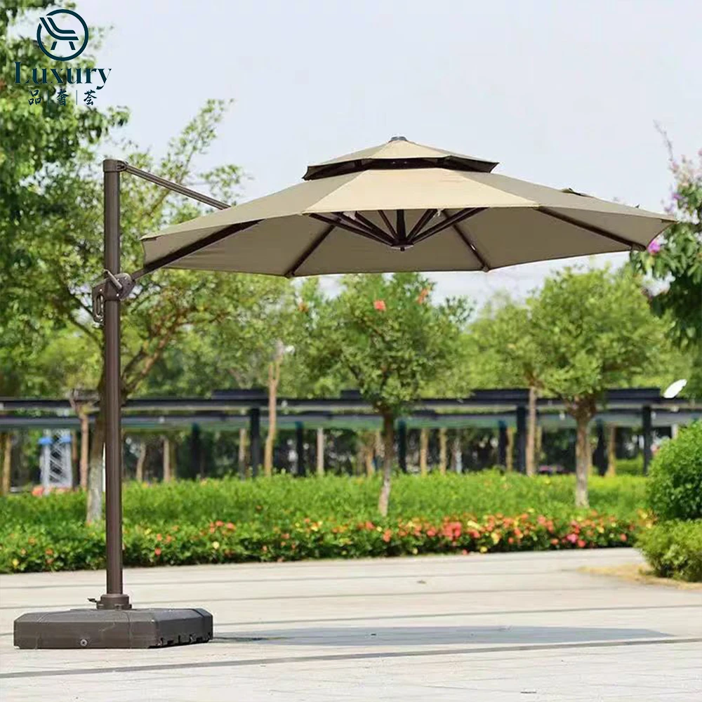 

Современный складной водонепроницаемый уличный зонт для ресторана, большой консольный зонт для пляжа и бассейна с бетонным основанием, зонты для патио для отелей