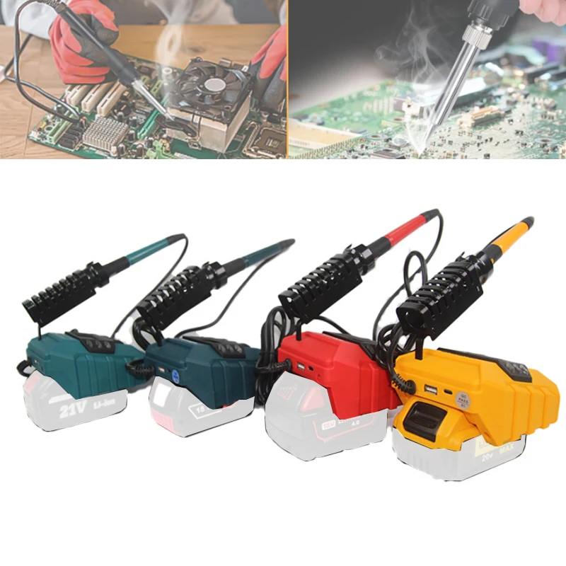 

Портативный паяльник с быстрым нагревом, 60 Вт, с интерфейсами USB и Type-C для батареи Makita/DeWalt/Milwaukee/bosch 18 В-21 В для DIY