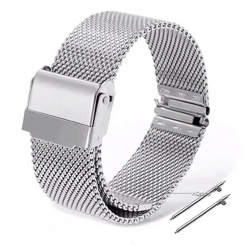 Mailänder Armband Universal Edelstahl Metall Uhren armband 12mm 14mm 16mm 18mm 20mm 22mm 24mm Armband schwarz Roségold Armband – Detail 4