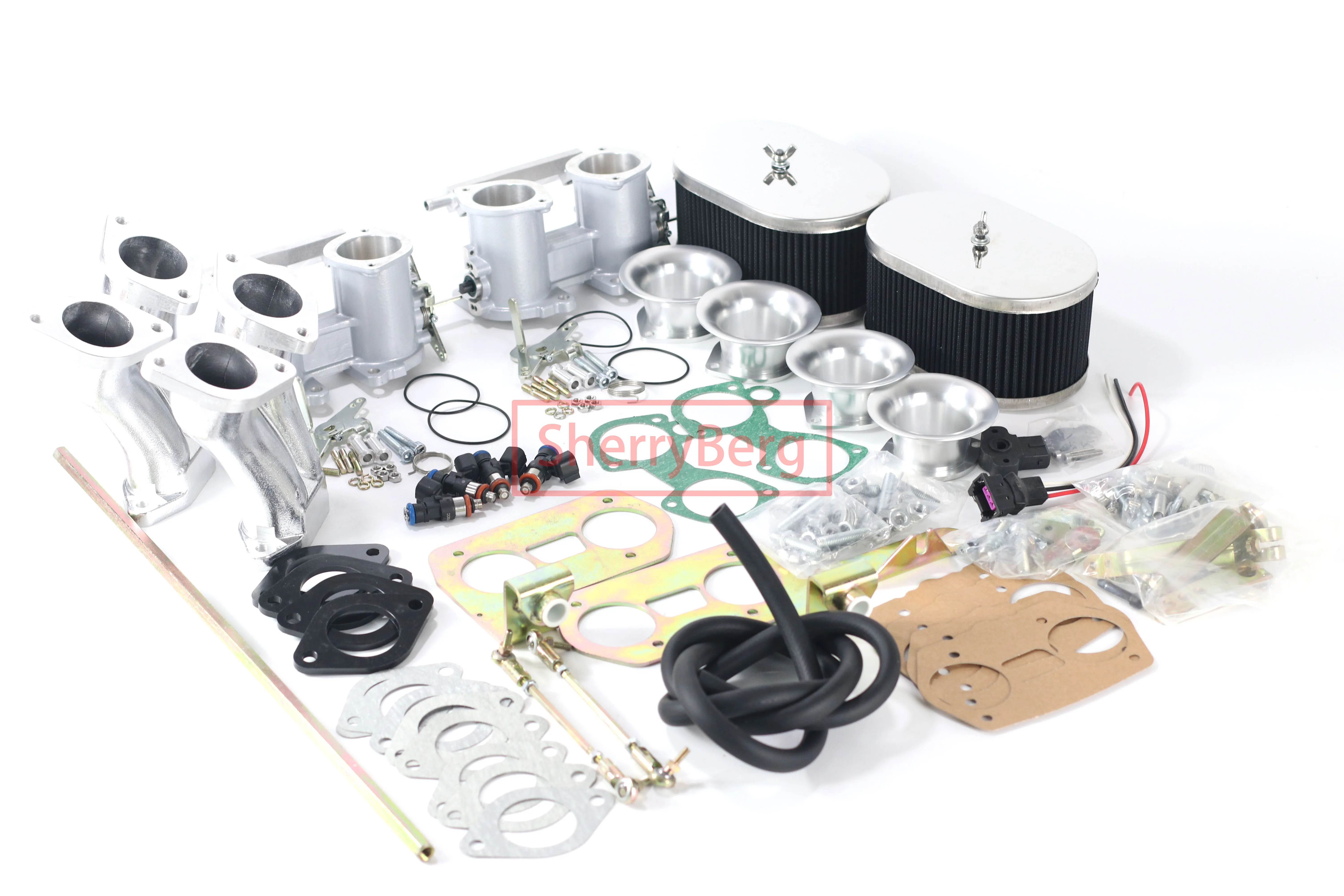 SherryBerg Dual Throttle Body Kit 45MM Bore 45IDF Manifold Linkage Air Filters TPS TBS IDF For VW Weber Empi Hpmx T1 / T2 Type 1