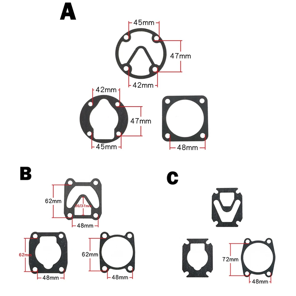 3 pezzi compressore d'aria testata cilindro Base guarnizione Set di 3 guarnizioni piastra valvola addensare testata guarnizione carta olio parti della pompa dell'aria