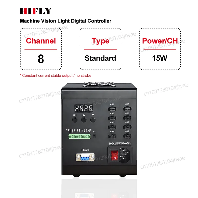 

HIFLY Manual Switch Digital 8 Channel None Stroboscopic Standard Controller for Machine Vision Light Brightness Control