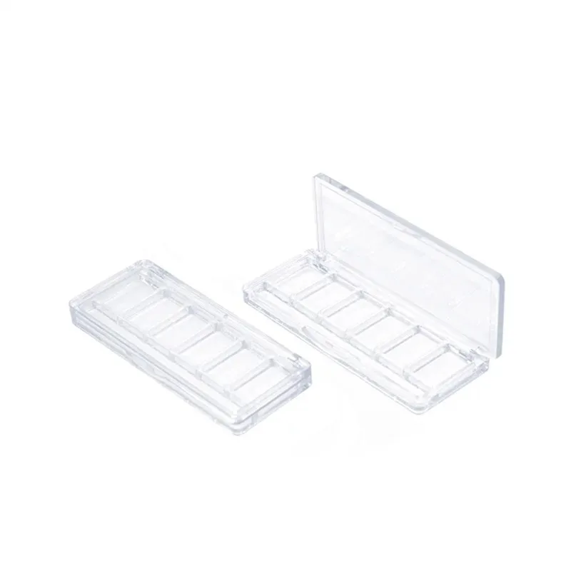 Six color transparent six grid eye shadow empty box rectangular acrylic small portable packaging DIY sample makeup tool box
