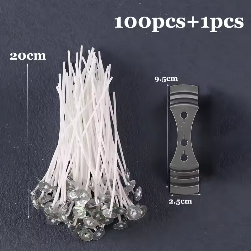Smokeless Candle Wicks 2.6-20cm Pre-Waxed Cotton Core Wicks with Metal Sustainer Tabs DIY Handmade Candle Making Tools - Image 14