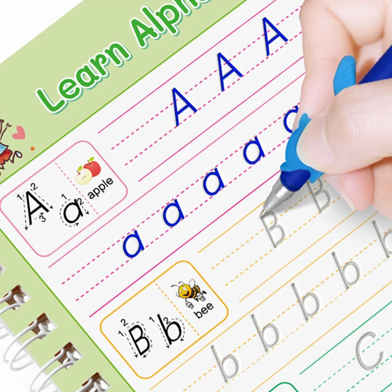 4 Magic Copybooks Children's Toy Writing Reusable Free Wiping English Arabic Math Drawing Writing Practice