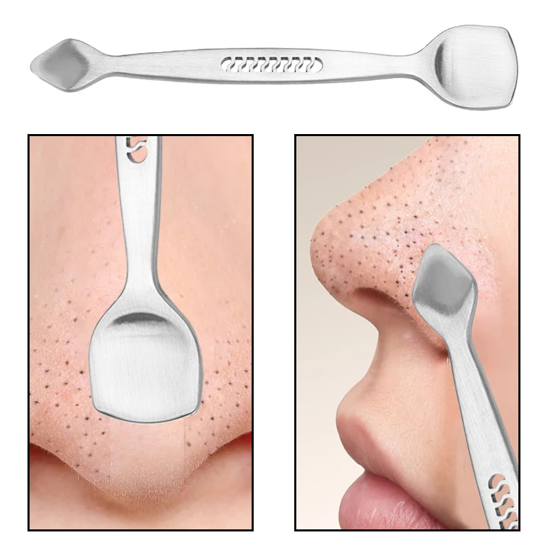 Espátula removedora de cravo de dois lados, limpador de poros de manchas de nariz, aço inoxidável, ferramenta profissional de salão de beleza facial e saúde