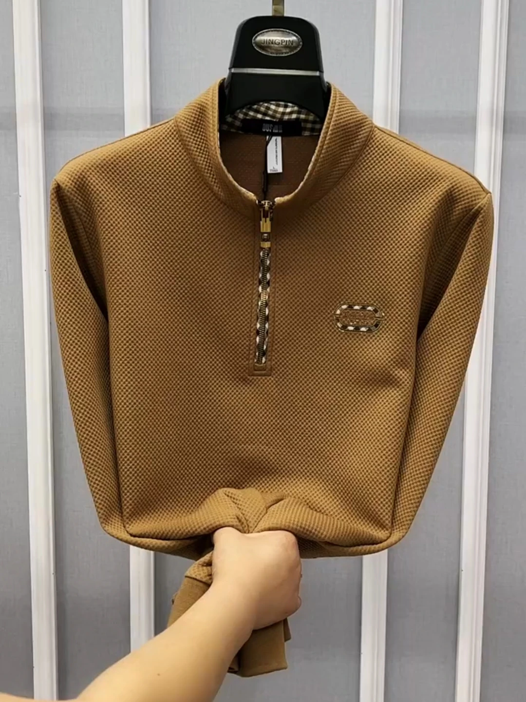 

Модная повседневная удлиненная футболка-худи на молнии с воротником-стойкой, универсальная, весна-осень, новинка