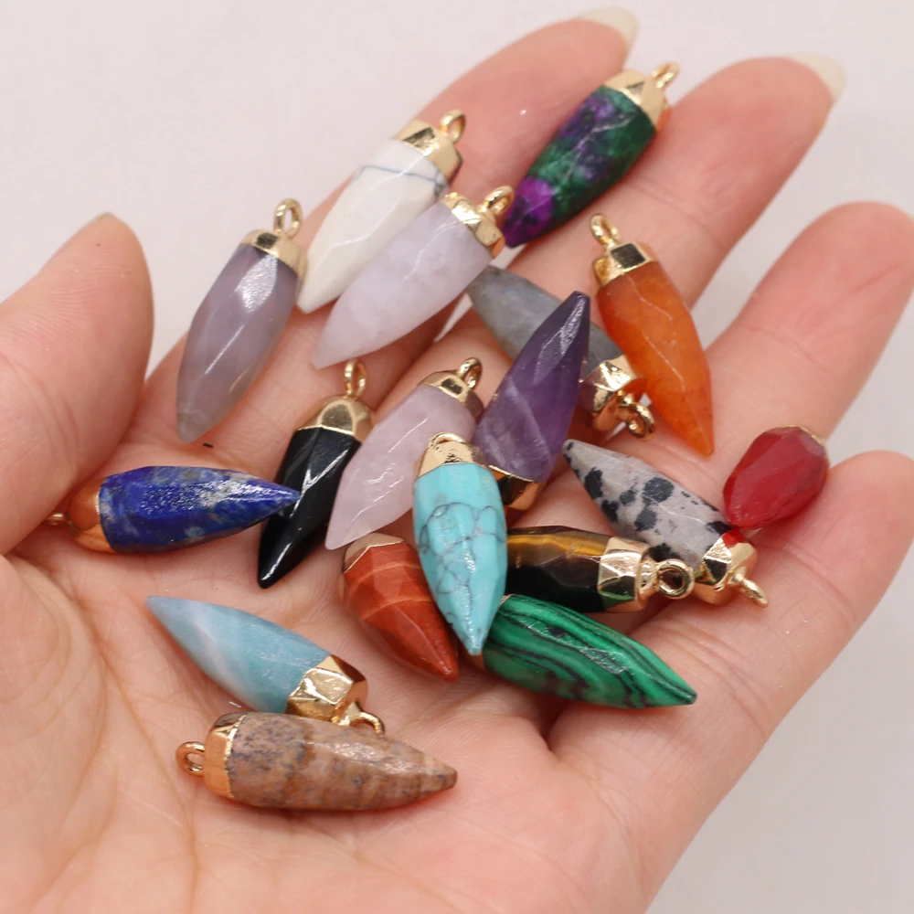 1pc 8x26mm Naturstein Kristall Quarz Anhänger Kugelform facettierte Charms für Schmuck machen DIY Halskette Ohrringe Zubehör