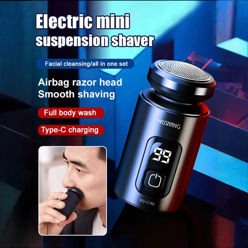 Men's Portable LED Digital Suspended Blade Steel Blade Electric Shaver TYPE-C Rechargeable Dry Wet Dual Shaving Shaver