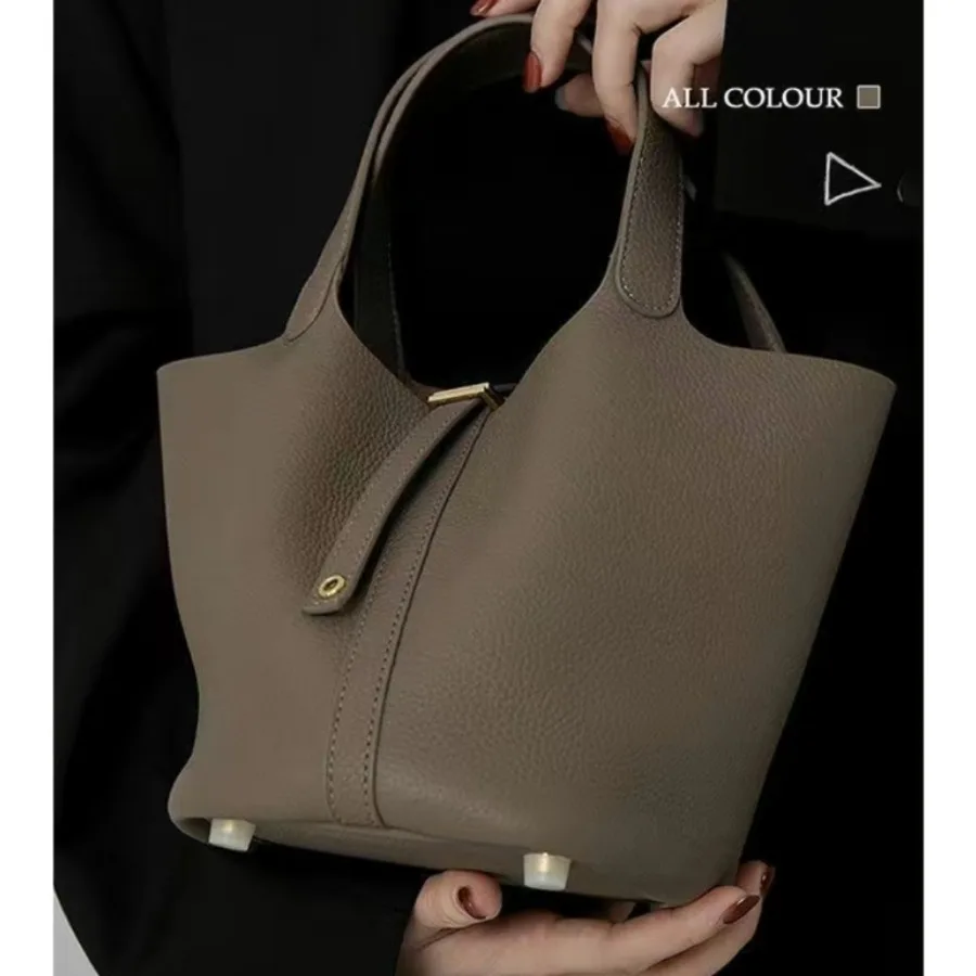 

Guangzhou luggage women's bag 2025 new bag autumn and winter lychee pattern bucket bag women's bag handbag vegetable basket bag