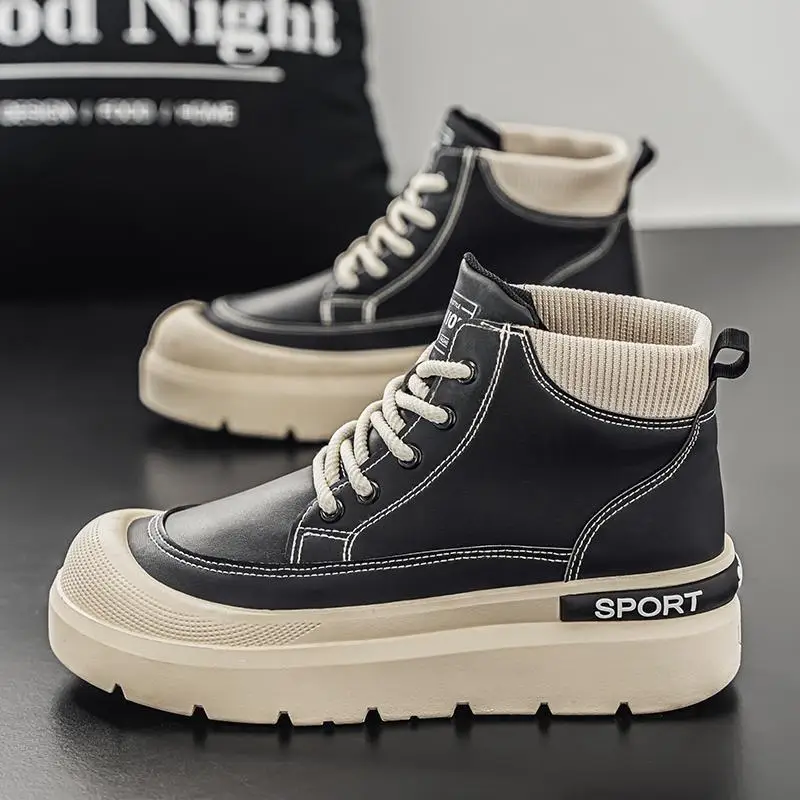 High-Top Climbing Shoes Fashion Comfortable Lace-up Men Boots Platform Non-slip Sneakers Outdoor Work Ankle Boots Men's Shoes