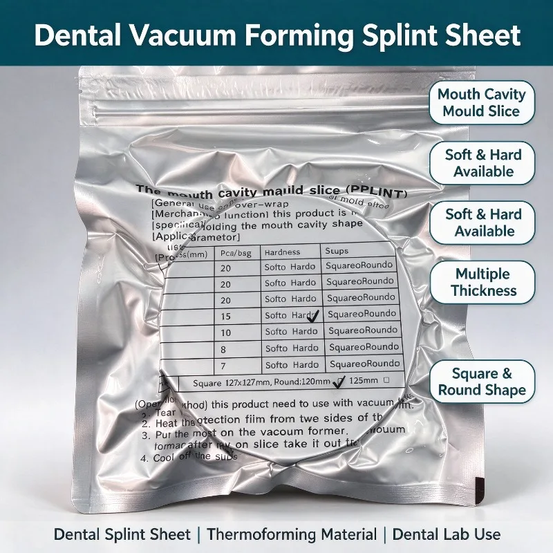 Dental Laboratory Splint Holder Slice Vacuum Circular Molding Sheet Hard Soft 0.5-3.0mm Thin Film Thermoforming Denture Model