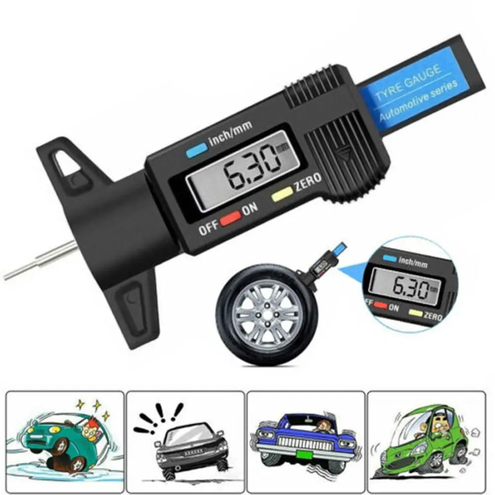 Digital Tyre Tire Measuring Tools Tire Wear Detection Meter Thickness Gauges Depth Gauge Car Tire Tread