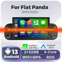 Wireless Carplay Android Auto Car Radio Multimedia Video Player for Fiat Panda 2013 - 2020 Stereo GPS Navigation 2 Din Head Unit