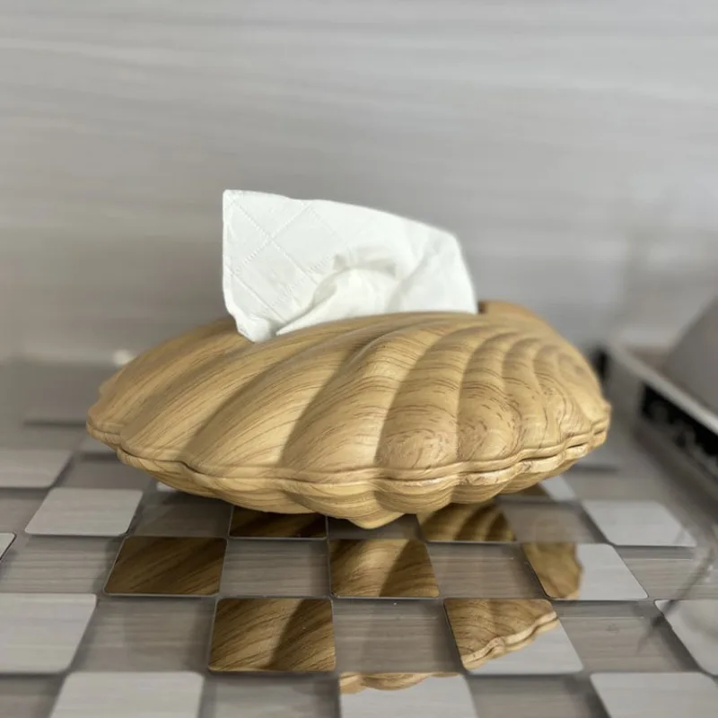 Simple Modern Luxury Tissue Boxes Shell Modelling Living Room Desktop Face Towel Storage Box Aesthetic Creative Home Decor
