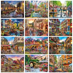 GATYZTORY Jewelry Diamond Painting With Frame Street Landscape Mosaic Art For Adults Kids Unique Gift Wall Art Handmade