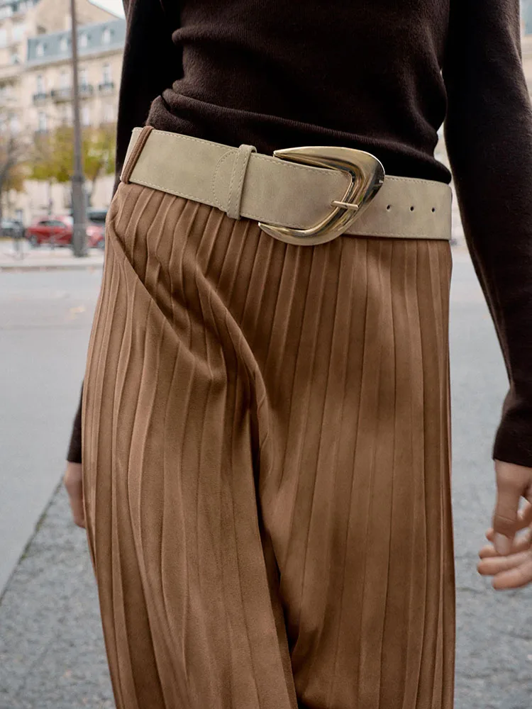 Winter 2025, neuer Damen-Midirock mit Samtstruktur und Gürtel, ethnisches Bühnenkostüm, faionable Ele Damenhose