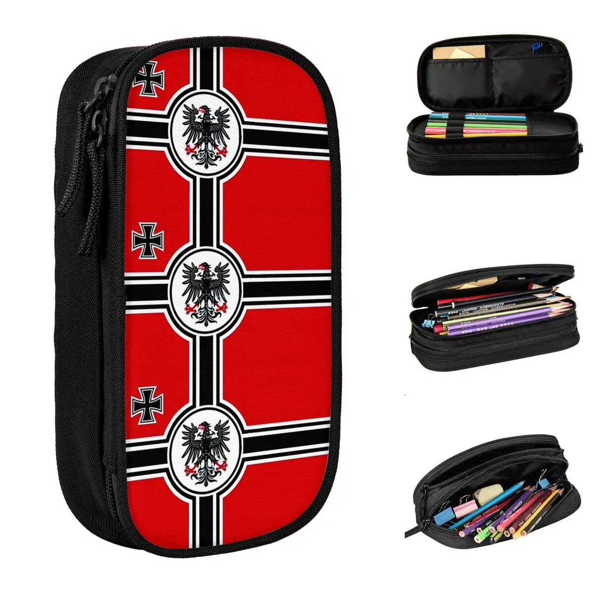 German DK Reich Empire Of Flag Pencil Case Germany Pen Holder Bag Girl Boy Large Storage School Supplies Cosmetic Pencilcases