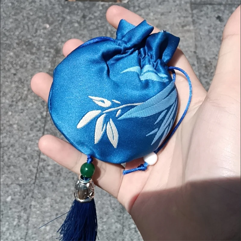 Gra Gdzie Wiatry Spotykają się Wujek Jiang Yan Cosplay Woreczek Brelok Ozdoba Haftowany Wzór Liści Bambusa Akcesoria Zawieszka Rekwizyt