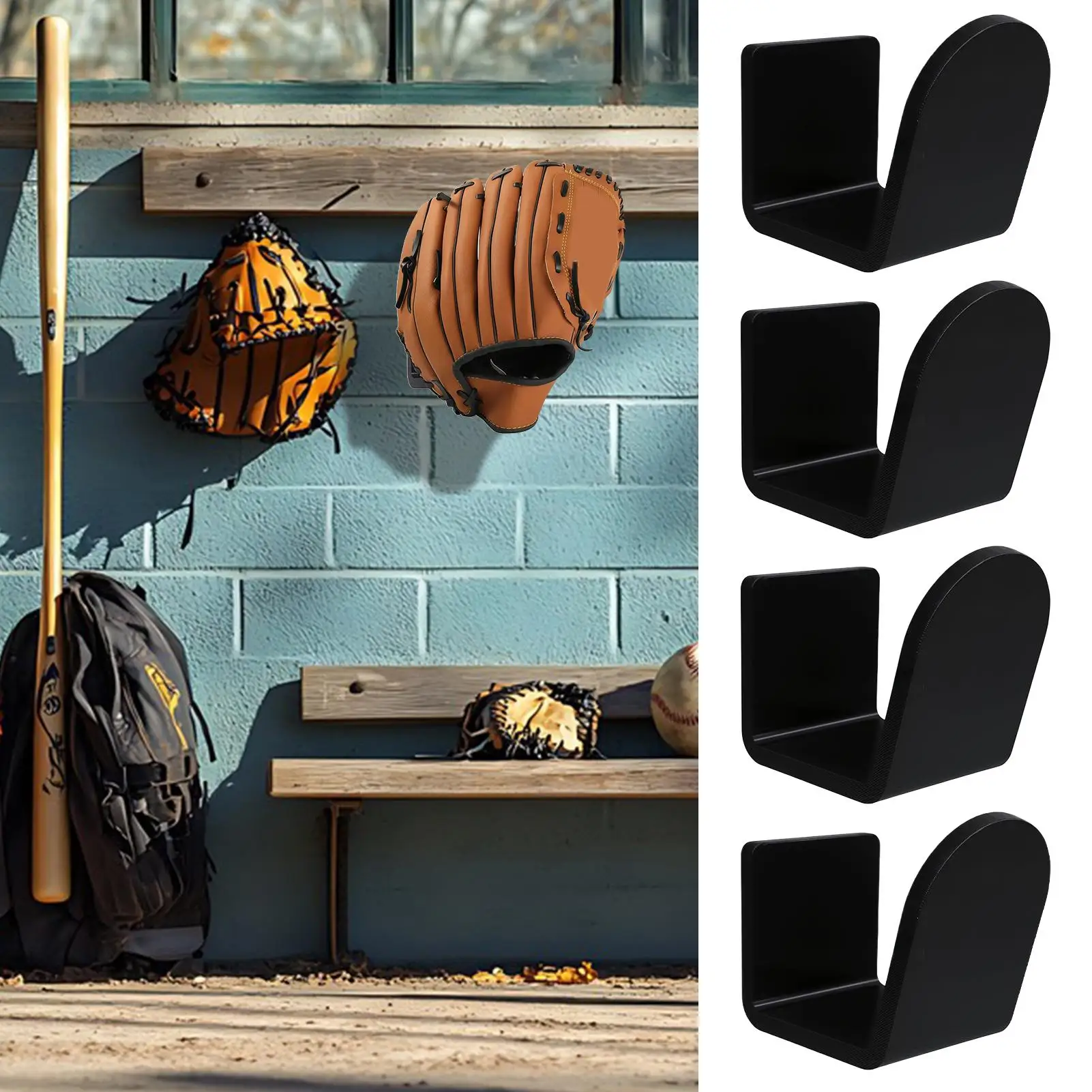 

Настенный акриловый держатель для бейсбольных перчаток, 4 шт., экономия места, для дома, квартиры, общежития
