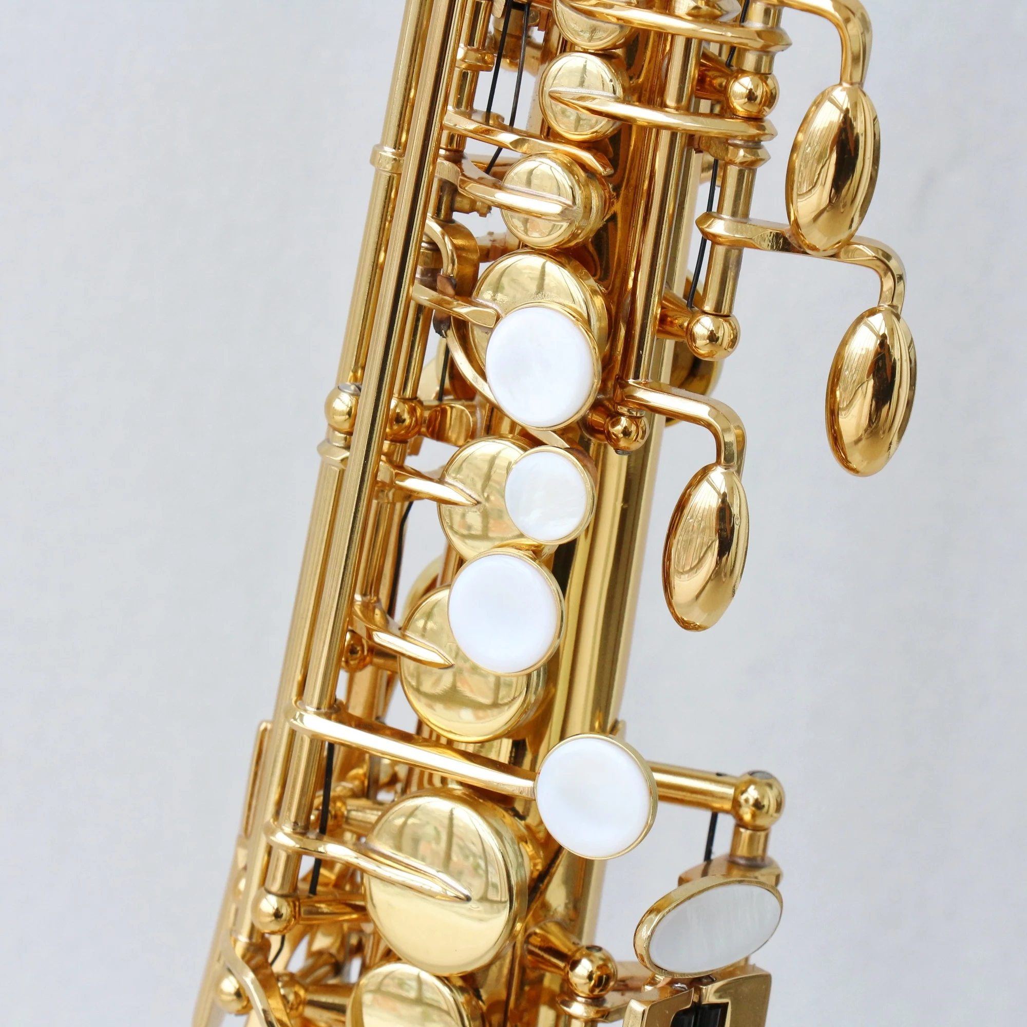 Soprano Saxophone Professional Gold Lacquered Brass Body Adjustable BB Tone Bakelite Mouthpiece Woodwind Soprano Saxophone