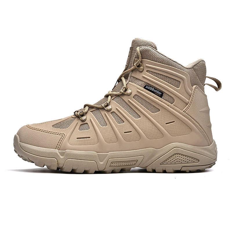 HIKEUP Botas de senderismo cuero impermeables tácticas para hombre - imagen 4